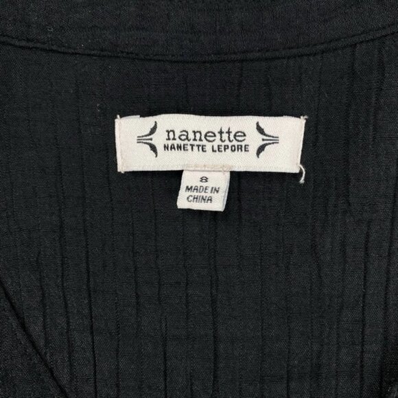 NANETTE LEPORE Button Front Midi Dress Sz 8 Black - Picture 3 of 10